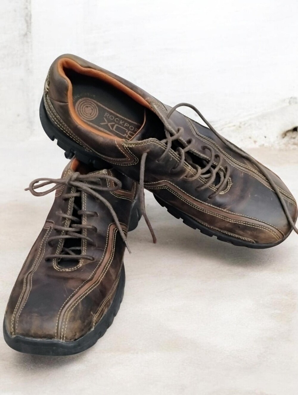 Rockport XCS Brown Leather Men’s Casual Slip-On Lace Shoes 12M